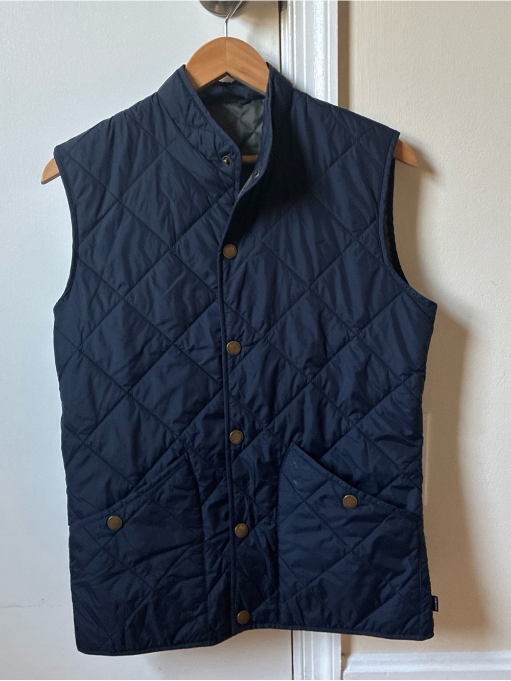 Frank & Oak lightweight quilted men's vest navy size S